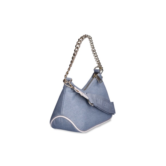 NYC Women's Chain Crossbody Handbag with pouch. Denim - Picture 6 of 9
